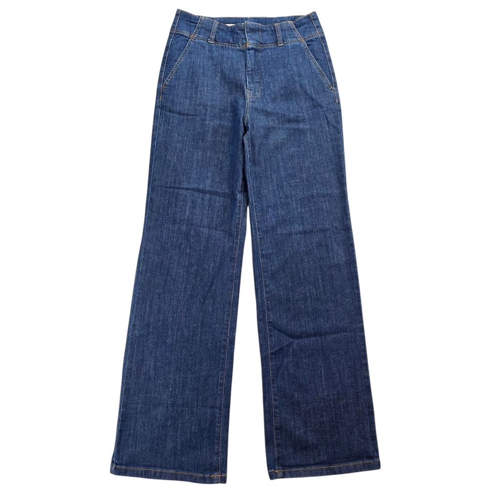 Anthropologie PILCRO Womens 28 Dark Wash Wide Leg Jeans High Rise Trouser Pocket